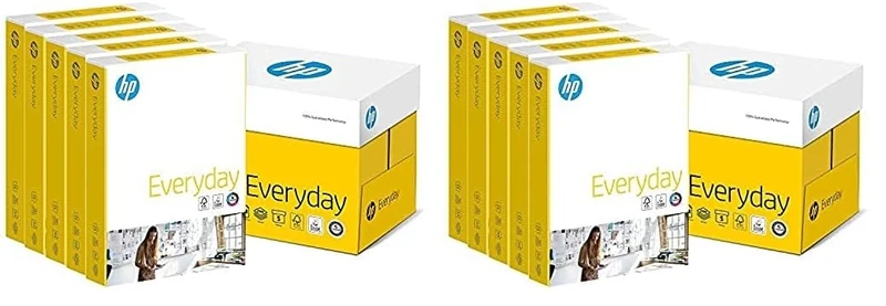 Hewlett Packard Printer Paper, Everyday A4 Paper, 210x297mm, 75gsm, 5 Ream Carton, 2500 Sheets - FSC Certified Copy Paper, White (Pack of 2)