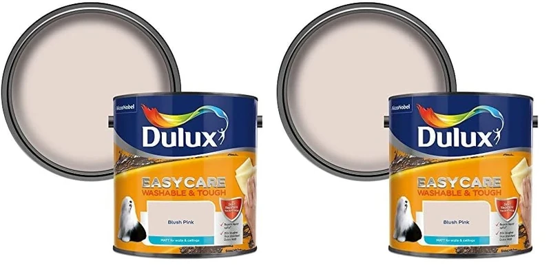 Dulux 403201 Easycare Washable & Tough Matt Emulsion Paint For Walls And Ceilings - Blush Pink 2.5L (Pack of 2)