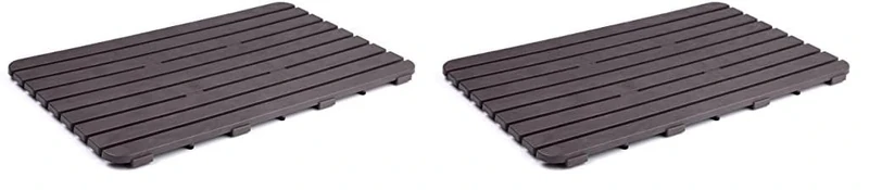 TATAY Rectangular shower floor in resistant plastic, wood effect finish, with anti-UV, anti-slip protection, with rubber studs at the base. (Pack of 2)