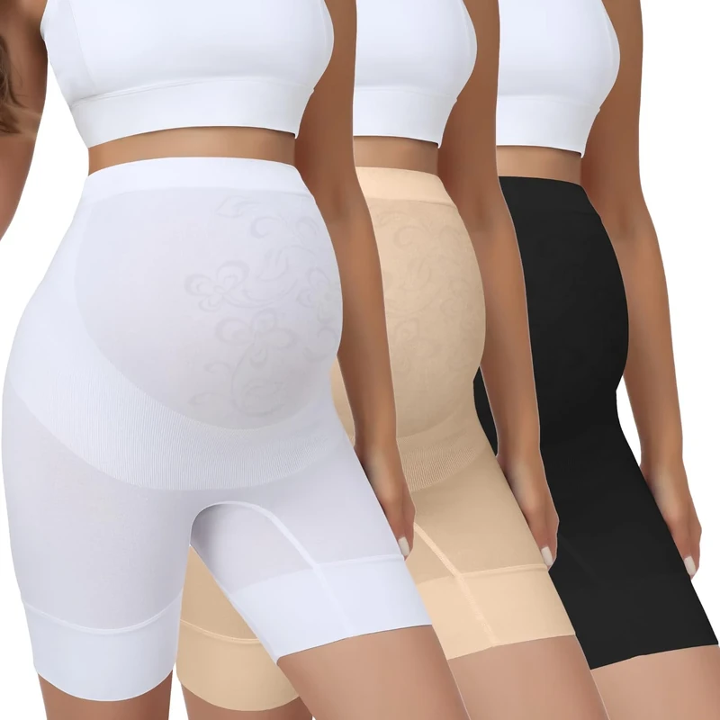 Diawsome Maternity Underwear Over Bump, Womens High Waist Mid-Thigh Pregnancy Shapewear Seamless Boyshorts Panties for Under Dresses