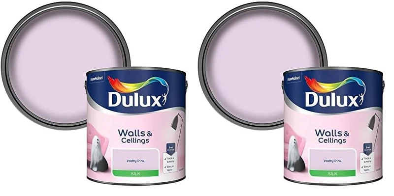 Dulux Silk Emulsion Paint For Walls And Ceilings - Pretty Pink 2.5 Litres (Pack of 2)