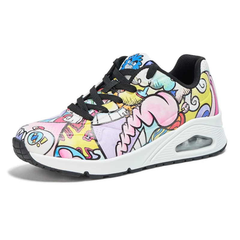 Skechers Women's Uno-Color Doodle Sneaker, White/Multi, 5.5 UK