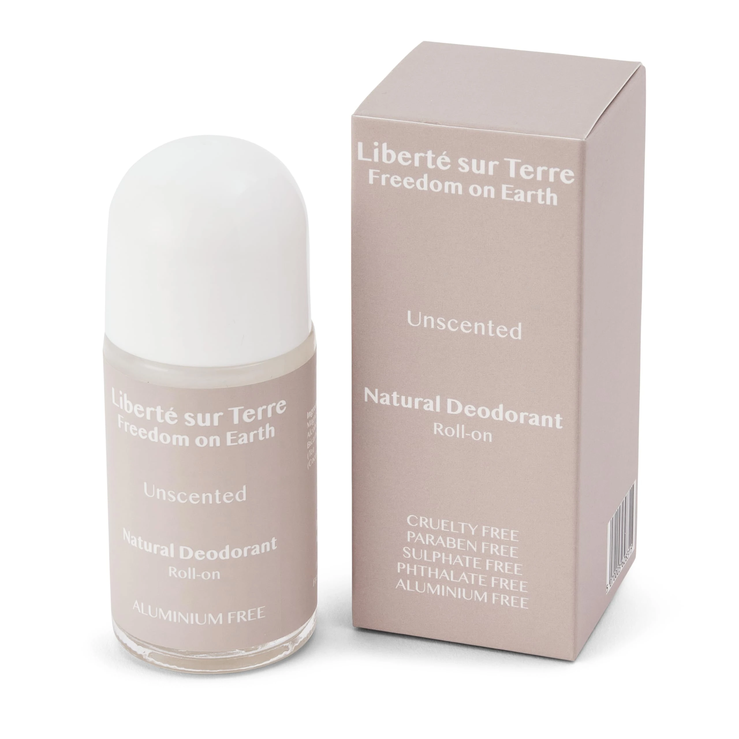 Freedom on Earth Natural Deodorant - Unscented | Aluminium-Free | 24-Hour Protection for Men & Women | Vegan & Cruelty-Free | For Sensitive Skin | Glass Bottle | 100% Recyclable