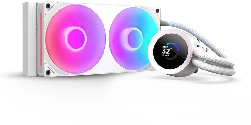 NZXT Kraken Plus 240 RGB – AIO CPU Liquid Cooler – 240mm Radiator – F240 RGB Core Single Frame Fan – Customizable 1.54" Square LCD – AMD® AM5, AM4 – Intel® LGA 1851/1700, 1200/115X – White