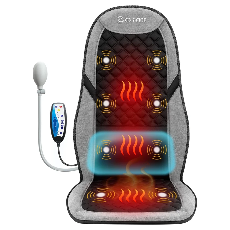 COMFIER Back Massager for Pain Relief, Massage Chair Pad with Adjustable Lumbar Support, Massage Seat Cushion with 10 Vibration Motors & 5 Modes, Chair Massager for Office, Recliner, Gifts for Women
