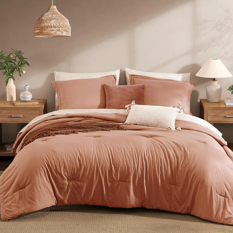 Monbix King Size Comforter Set- 7 Pieces Soft Bed in a Bag King Bedding Set