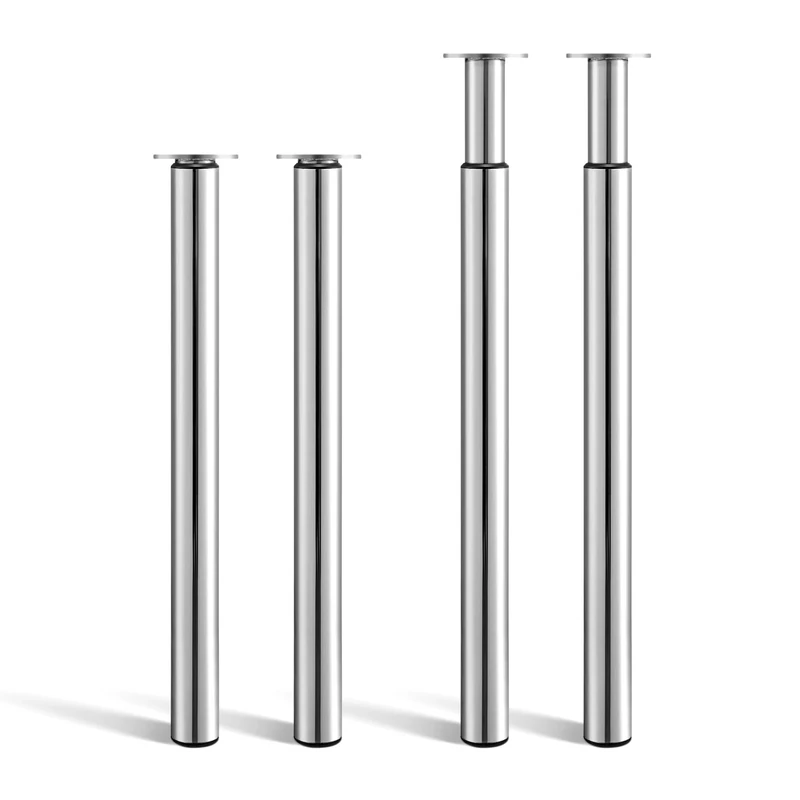 CROWNSHOP 4PCS Table Legs, Adjustable Metal Breakfast Bar Leg, 71-110 cm Height, 60 mm Diameter, Folding Design for Kitchen Worktop, Dining Table (Chrome Plated, 4PCS)
