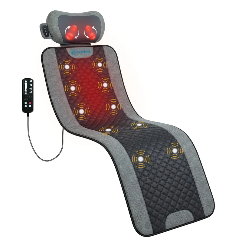 COMFIER Massage Mats Full Body with Heat, Vibration Back Massage Chair Pad with Shiatsu Neck Pillow 10 Vibrating Motors & 3 Levels of Heating Massage Mat, Bed Massager, Gifts