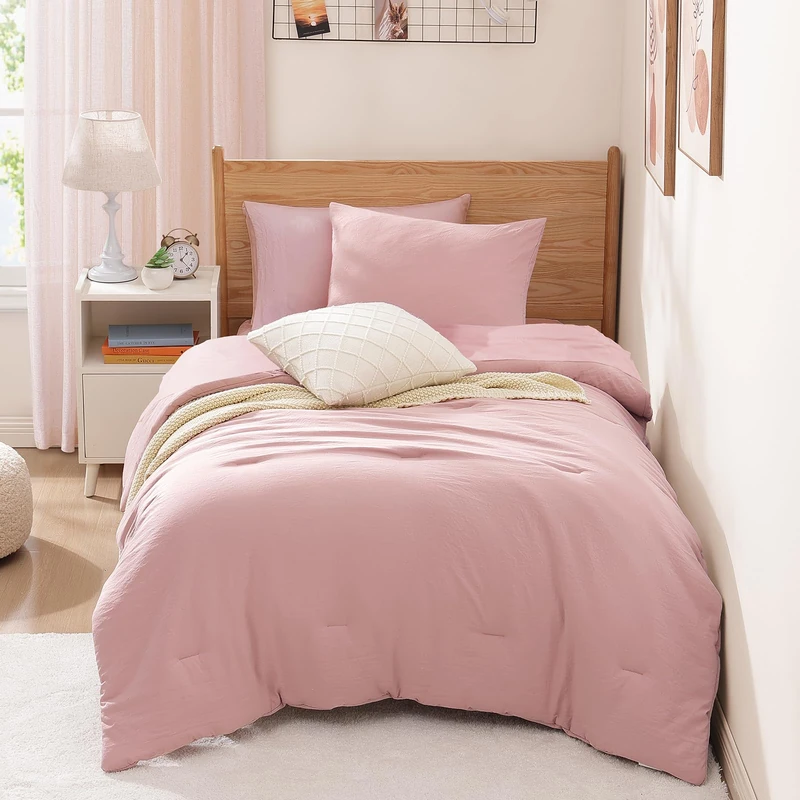 Twin XL Comforter Set- 5 Pieces Prewashed Bed in a Bag Twin Bedding Sets