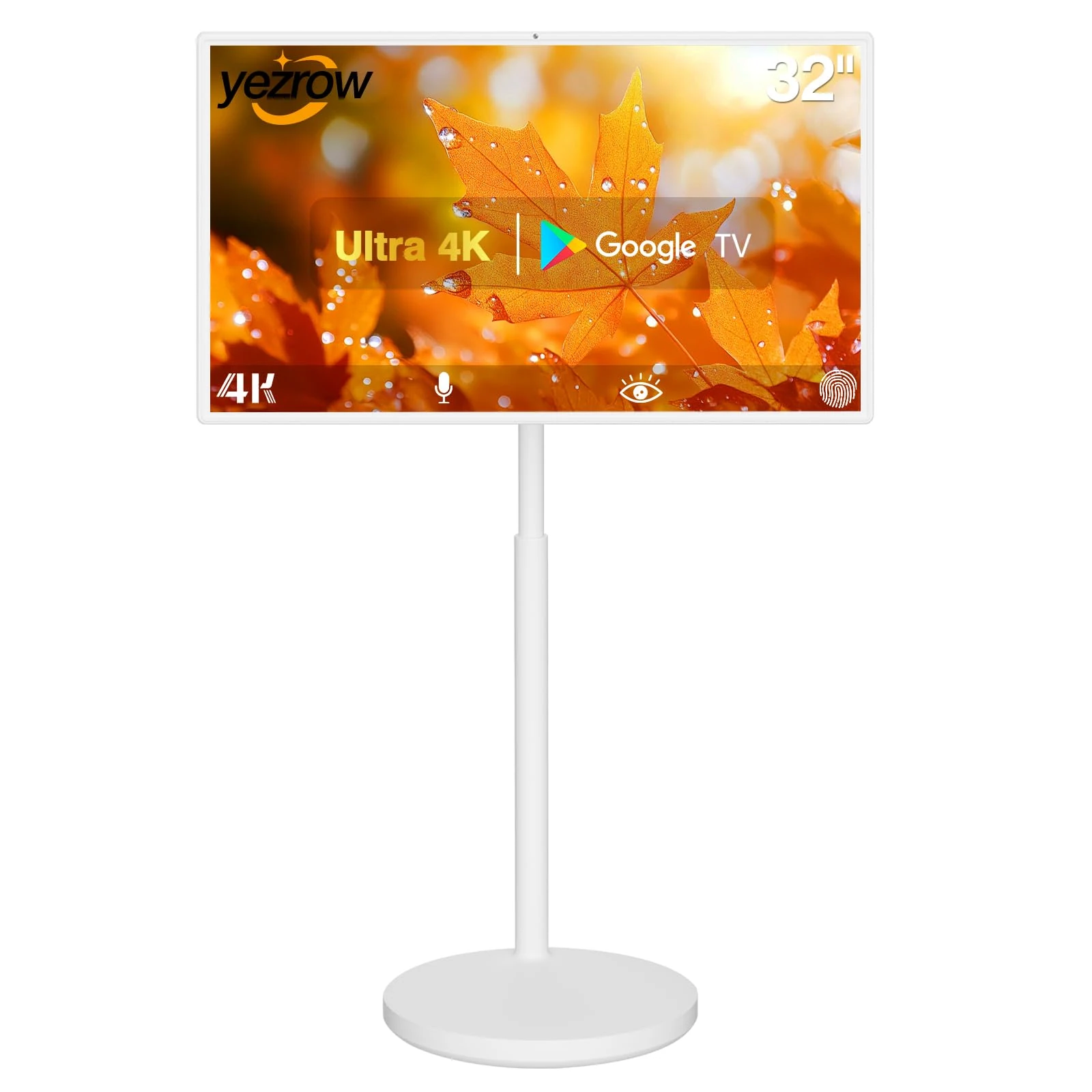 yezrow 32" Smart Screen 1080p Portable tv |Touch Screen Monitor|Wireless Portable TV on Wheels | Android 13 OS (Support Google Store) Built-in Battery (5-8H) Full Swivel Rotation (8RAM+128GB)