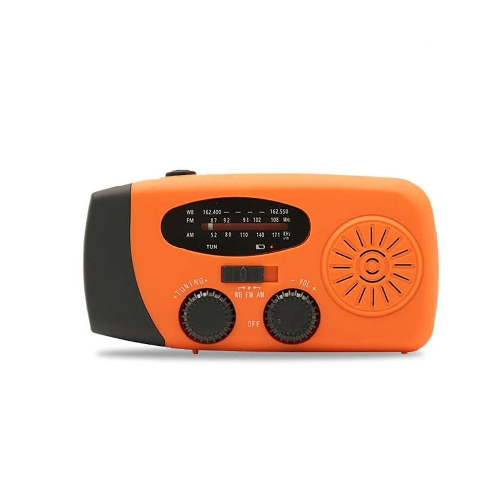 2000mAh High Capacity Rechargeable Radio Solar Emergency Hand Crank Radio with LED Flashlight for Household and Outdoor Camping, Hiking,AM/FM NOAA Portable Weather Radio (Orange)