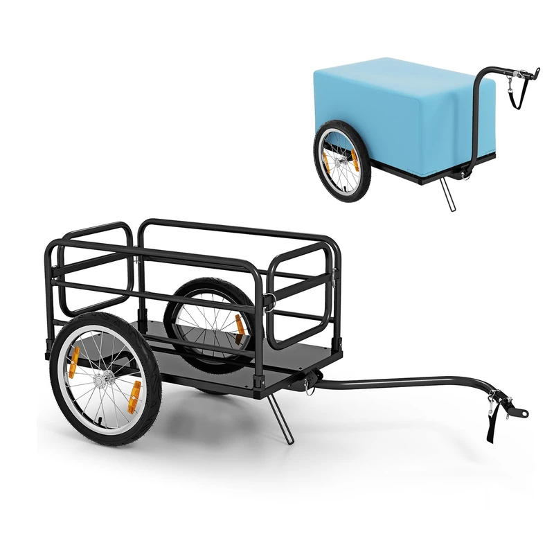 FANTASK Bicycle Trailer up to 60 kg, Load Trailer Foldable with Cover & Coupler & Reflectors