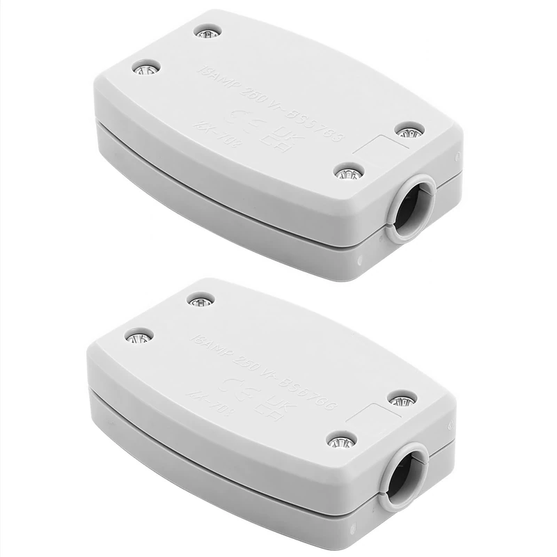 2Pcs 3 Terminal Electrical Junction Box,13Amp 250v Flex Connector 3 Core Cable Connectors for Indoor Lighting,Power,Wiring (White)