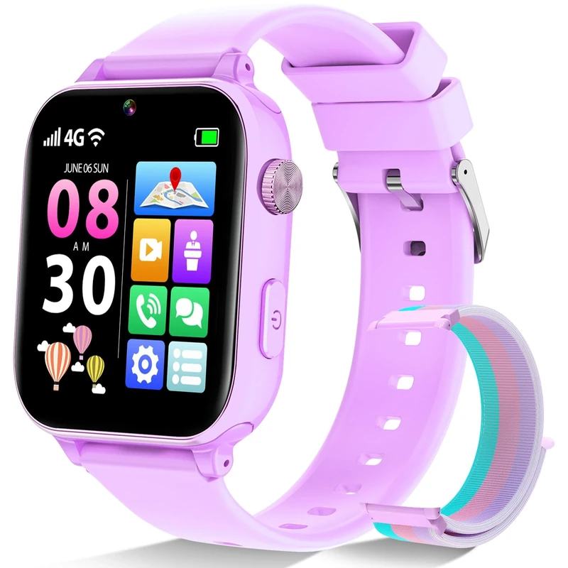 Ucani 4G Kids Smart Watch Boys Girls, Kid GPS Tracker Watch Phone Video Call Wifi Position School Mode Pedometer SOS Games,Birthday Toy Gifts for 4-12 Years Old,Pu