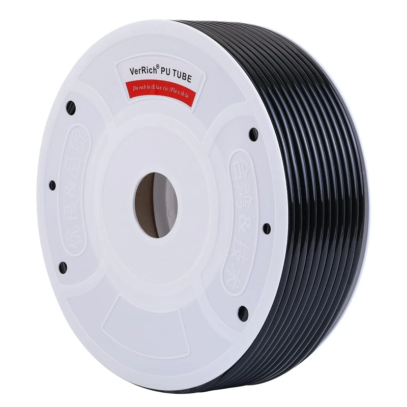VerRich Pneumatic Tubing Pipe Pu Hose,Black 6mm OD x 4mm ID 525 FT 160 Meters PU Air Hose Line Tube for Air Compressor Transfer