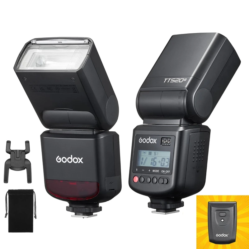 GODOX TT520 III Universal Camera Flash Speedlite,with Wireless Trigger GN33 433MHz Wirekess Receiver,S1/S2 Modes,8 Power Levels, Compatible with Canon Nikon Pentax Olympus Fujifilm Panasonic Cameras