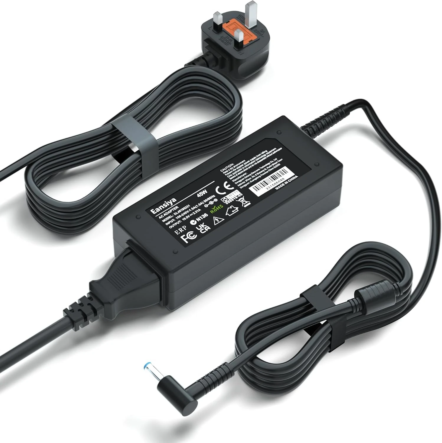 Eansiya 45W 19.5V 2.31A Charger Compatible with HP Laptop 45W Blue elbow AC Power Adapter Replacement for TPN-LA15 TPN-CA14 L25296-001 L25296-002 L25296-003 741727-001 for HP Pavilion/Envy X360/Stream