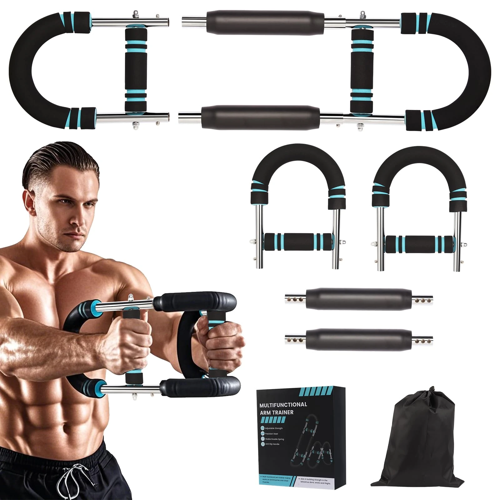 Gecool Twister Arm Trainer - Adjustable Chest Expander,Portable Wrist & Forearm Trainer for Home Gym, Rehabilitation, Strength Training(90-150Lb）