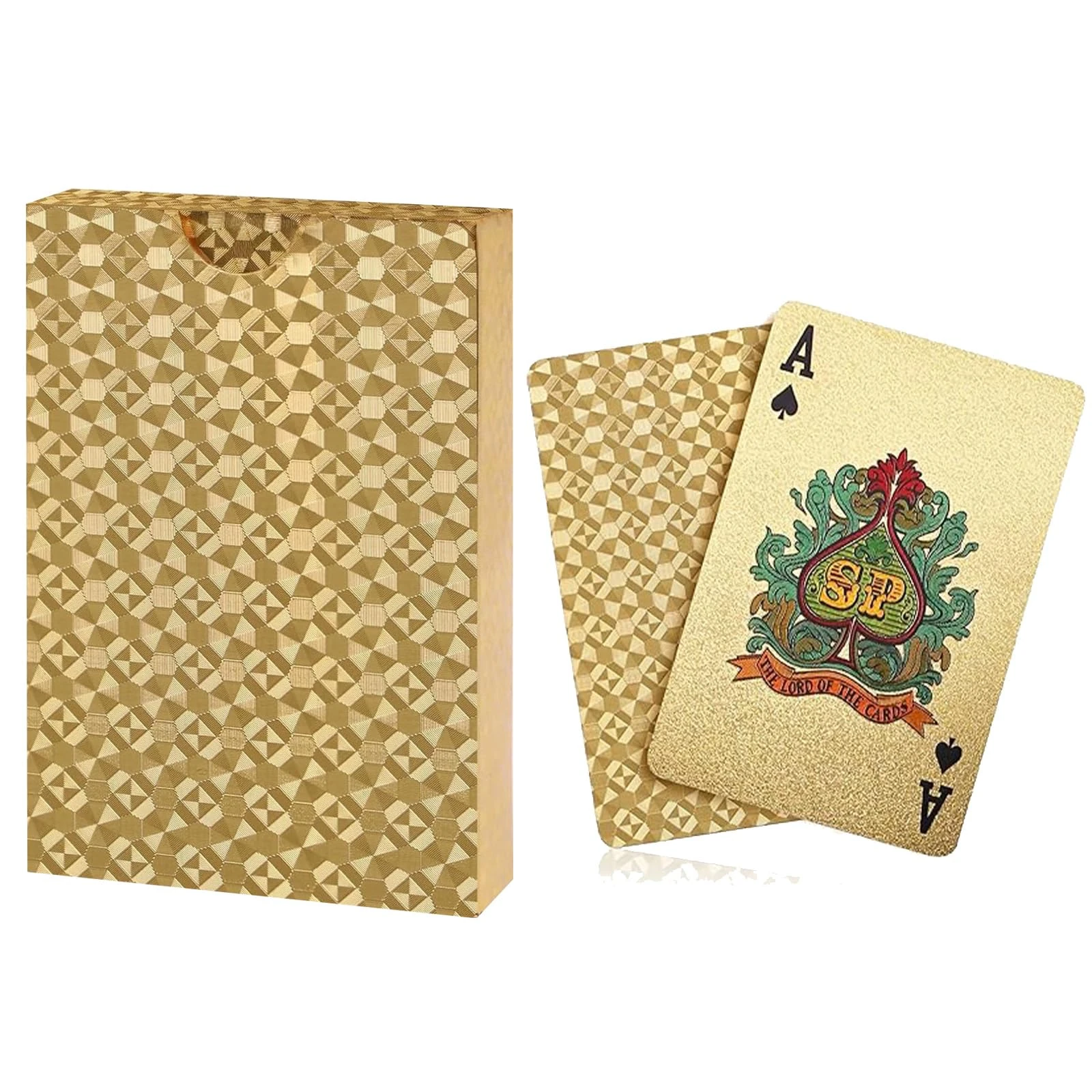 Waterproof Plastic Playing Cards - Durable Deck of Cards, Standard Index Poker Card Deck - Professional Casino Style, Perfect for Poker, Blackjack & Family Card Games (Gold)