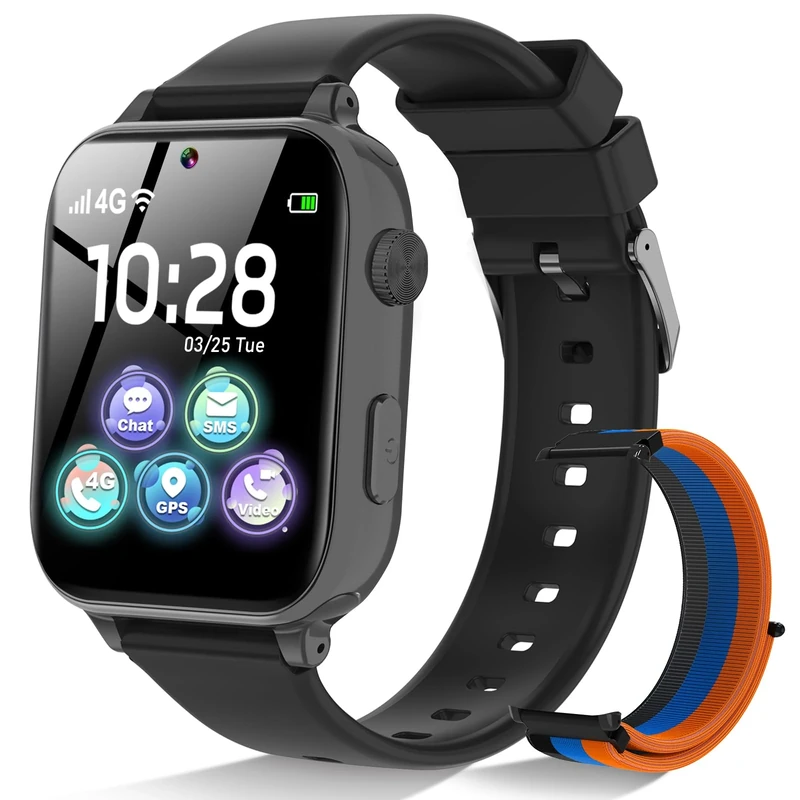 Ucani 4G Kids Smart Watch Boys Girls, Kid GPS Tracker Watch Phone Video Call Wifi Position School Mode Pedometer SOS Games,Birthday Toy Gifts for 6-15 Years Old,Black