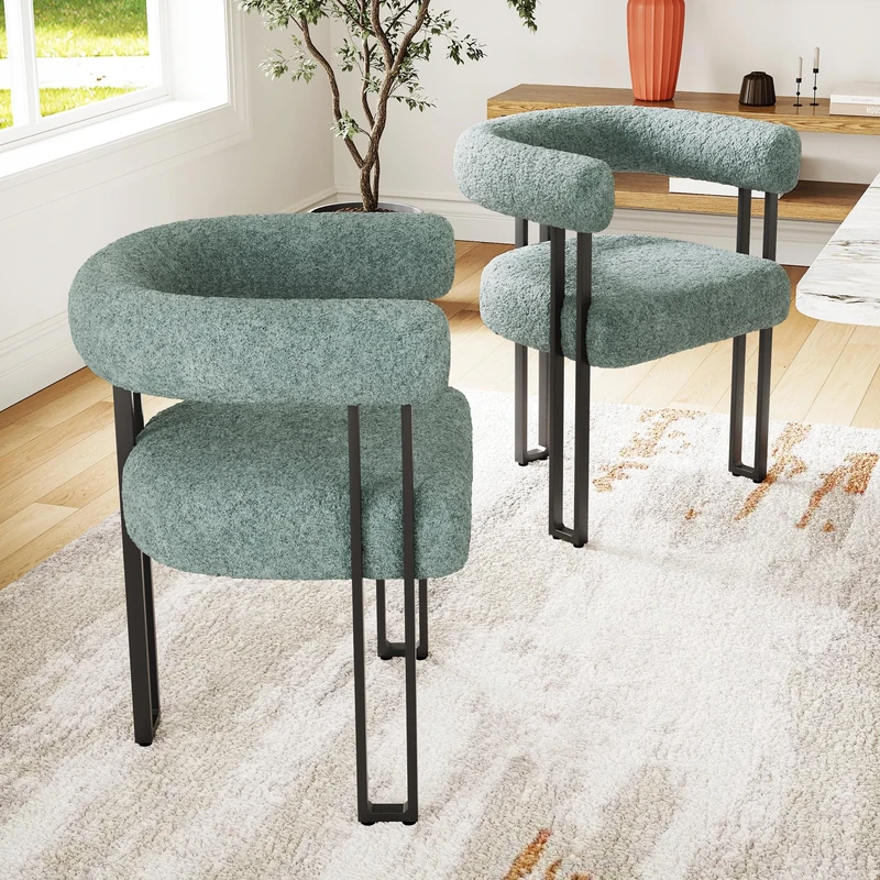 Farini Dining Chair Set of 2, Velvet Upholstered Accent Chairs for Living Room, Kitchen & Makeup Vanity, Comfy Side Chairs with Sturdy Legs, Green