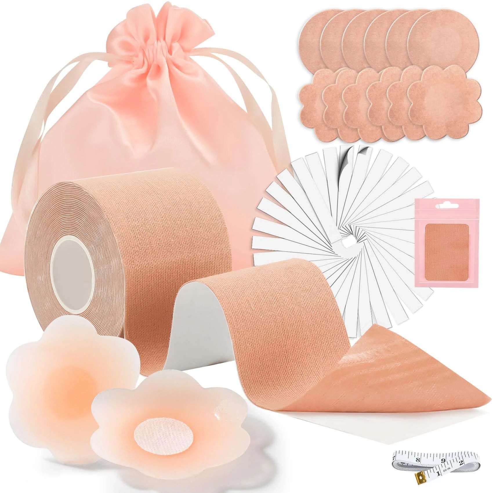 FITENOUGH Boob Tape, Breast Lift Boobtapes Push up, 12 Pcs Nipple Covers Invisible Tit Tape, 36 Pcs Double Sided Body Tape Fashion Tape, Boobtapes for Large Breasts A-G Cup (1 Roll)