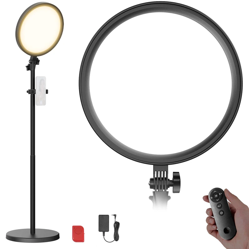 NEEWER BASICS 12 Inch 24W Large Ring Light with Phone Holder/Remote Control 68 Inches for iPhone Video Recording, Selfie, Streaming, Make-up, 3000K-6500K CRI98, Full Screen LED Panel, BR13