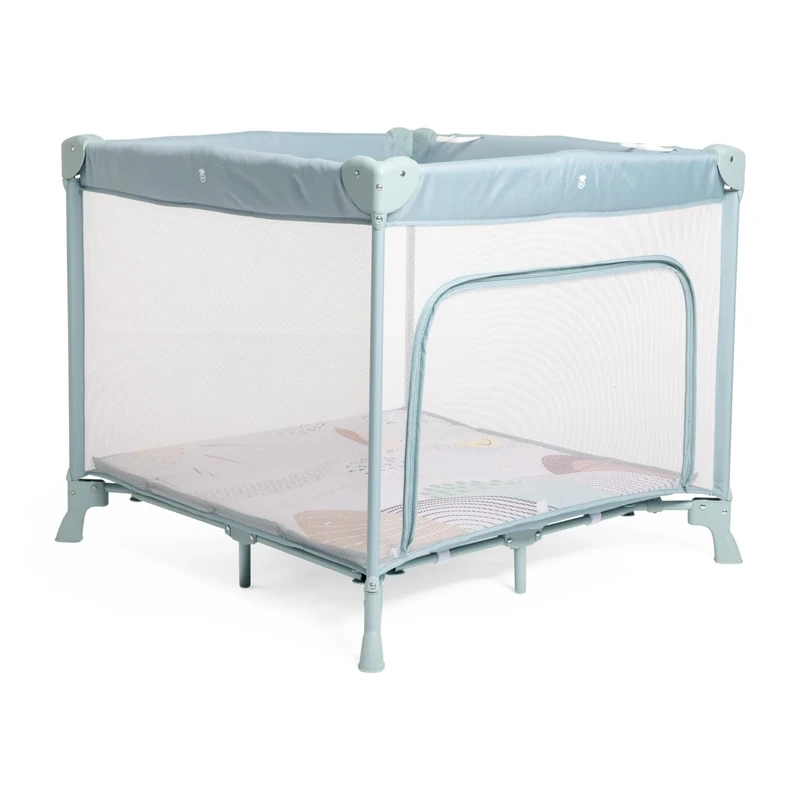 Chicco Open Box Square for Babies and Toddlers from Birth to 15 kg, Foldable and Compact, with Play Mat, Mesh Windows, 4 Handles and Travel Bag, Green