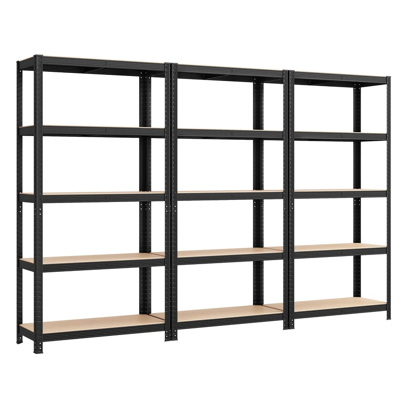SONGMICS 5-Tier Heavy-Duty Shelving Units, Steel Shelving Units for Storage, Boltless Assembly, for Garage, Shed, Load Capacity 875 kg, 40 x 270 x 180 cm, Black GLR040B03