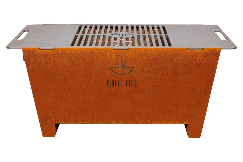White Fire Urban Corten Steel Barbecue Plancha, 70x35xh 30cm