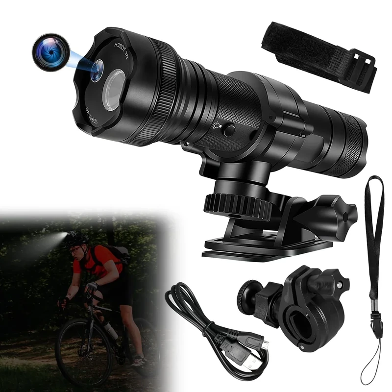 SWTHM 4K Action Camera with Built-in Torchlight, 2600mAh Battery 120° Wide Angle Helmet Camera H.265 Loop Recording with 5 Light Modes 256GB TF Card Support for Motorcycle Bicycle Sports