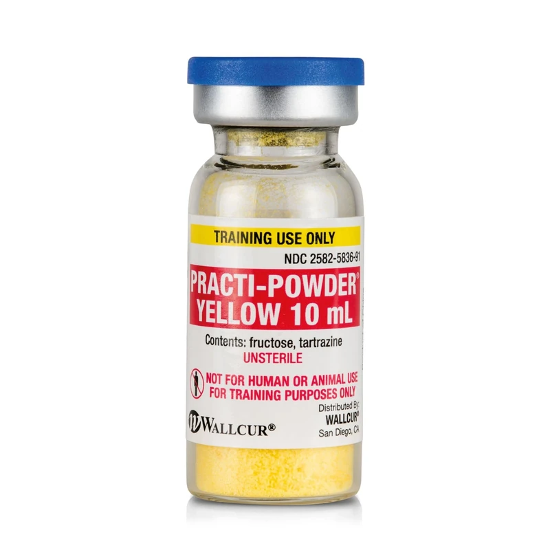 Wallcur Practi-Powder Yellow 10mL (Vial) (Pack of 30) - Simulation Product for Medical Training