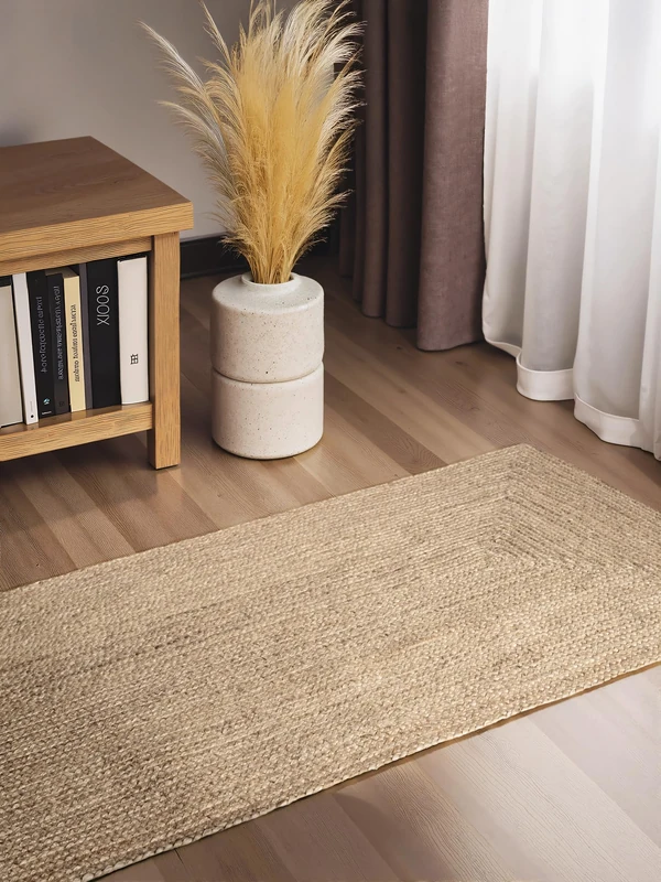 Hanse Home Sharmila Jutet Rug, Natural Living Room Rug, 100% Jute, Hand-Woven, Robust and Easy Care, Modern, Boho Natural Fibres, Natural White, 80 x 200 cm - Image 1