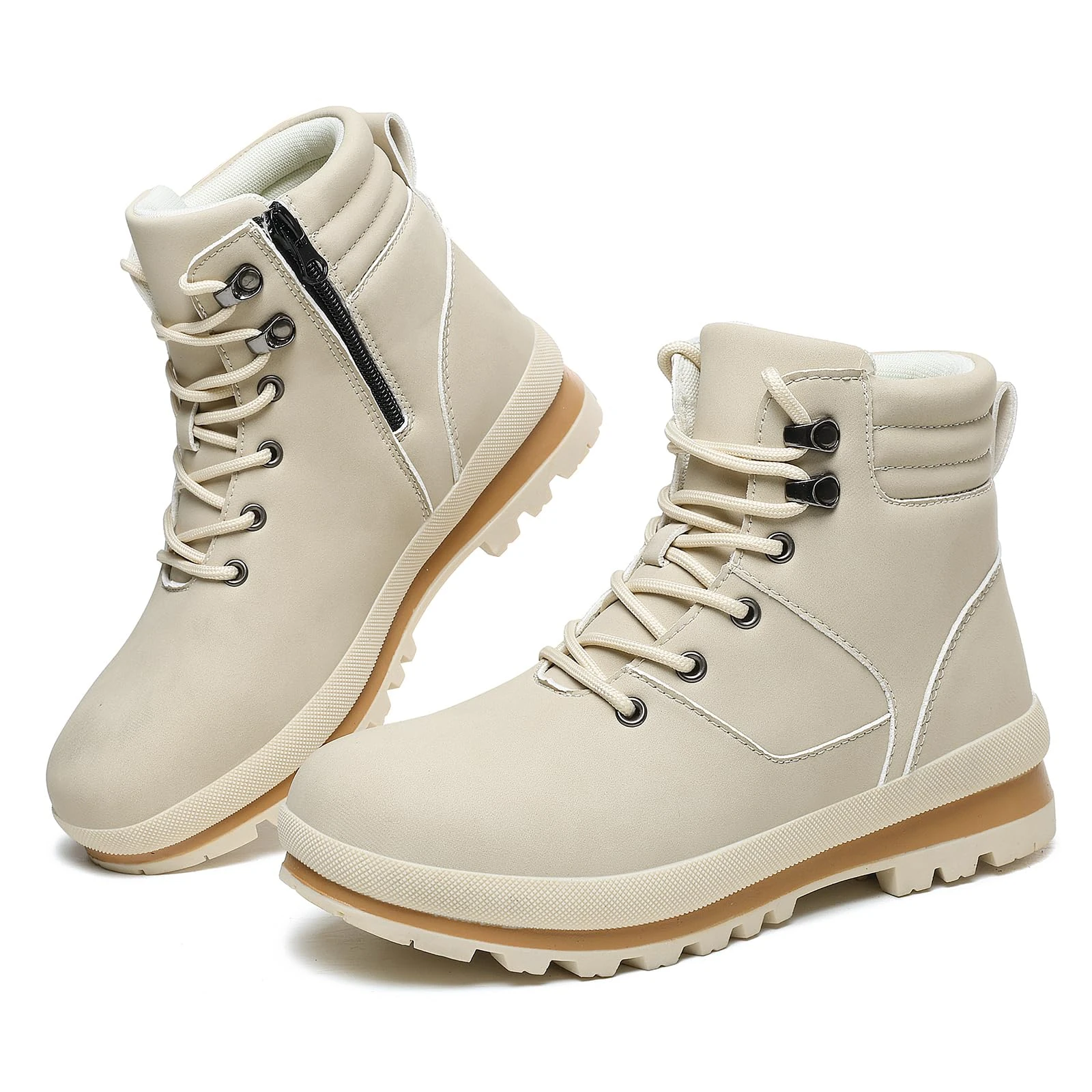 Walking Boots Womens Ankle Boots Hiking Boots Waterproof Mid Calf Boots Lace up Zipper lightweight Non-Slip Outdoor Trekking Boots Work Boots for Women