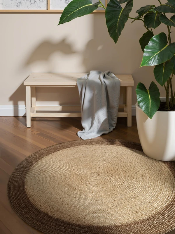 Hanse Home Jutta Jute Rug - Natural Living Room Rug Round Made of 100% Jute, Hand Woven - Robust and Easy Care - Modern, Boho Natural Fibre Rug, Natural Ivory Greige - Diameter 160 cm - Image 1