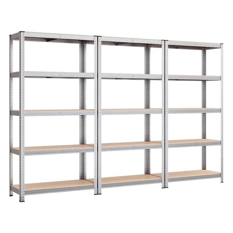 SONGMICS 5-Tier Heavy-Duty Shelving Units, Steel Shelving Units for Storage, Boltless Assembly, for Garage, Shed, Load Capacity 875 kg, 40 x 270 x 180 cm, Silver GLR040E03