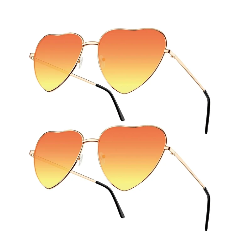 NACHLYNN Heart Sunglasses - 2 Pack Metal Frame UV385 Protection