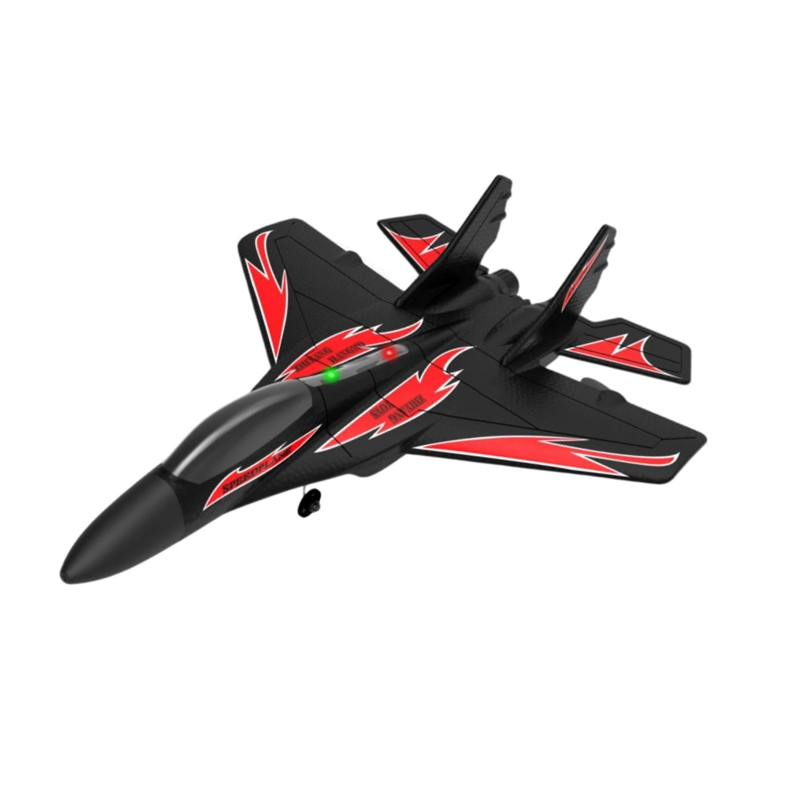 Colcolo RC Plane Foam RC Airplane with Light, Easy to Control 28.5x21cm Outdoor ing Toys Jet Fighter Toys 2 Channel RC Glider for Beginner Adults (Black A)