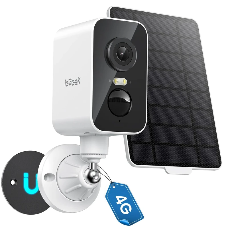 ieGeek 4G Magnetic No Wifi Security Camera, 2K 300° CCTV Camera with Solar & Battery, Indoor/Outdoor, Wireless, Color Night Vision, Motion Detection, Two-way, SIM card inserted, Unlimited Data Plan