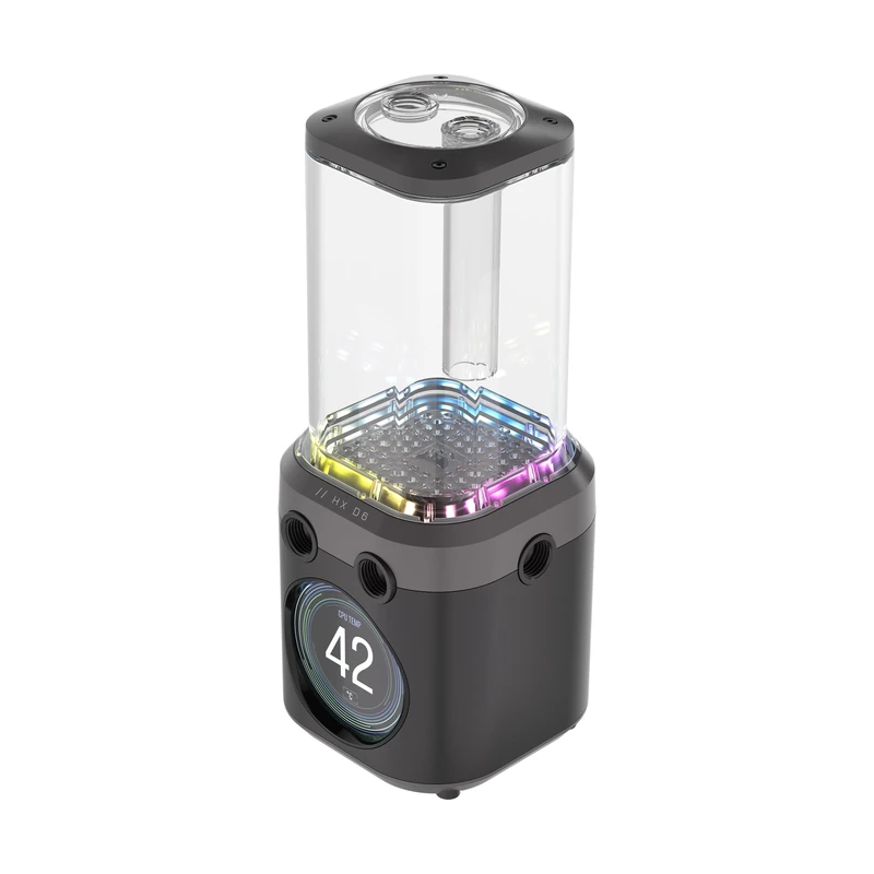 Corsair iCUE LINK XD6 RGB ELITE LCD Pump/Reservoir Unit – FlowDrive Max Pump, 480x480 IPS LCD Screen, Built-In Temperature Sensor, 22 Addressable RGB LEDs, 440ml Nylon Reservoir – Stealth Grey