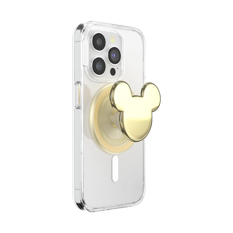 PopSockets PopGrip for MagSafe, Magnetic Phone Grip & Stand, Swappable Top, Secure Grip for iPhone MagSafe Cases, Kickstand for Hands-Free Viewing, Wireless Charging Compatible - Gold Mickey Head