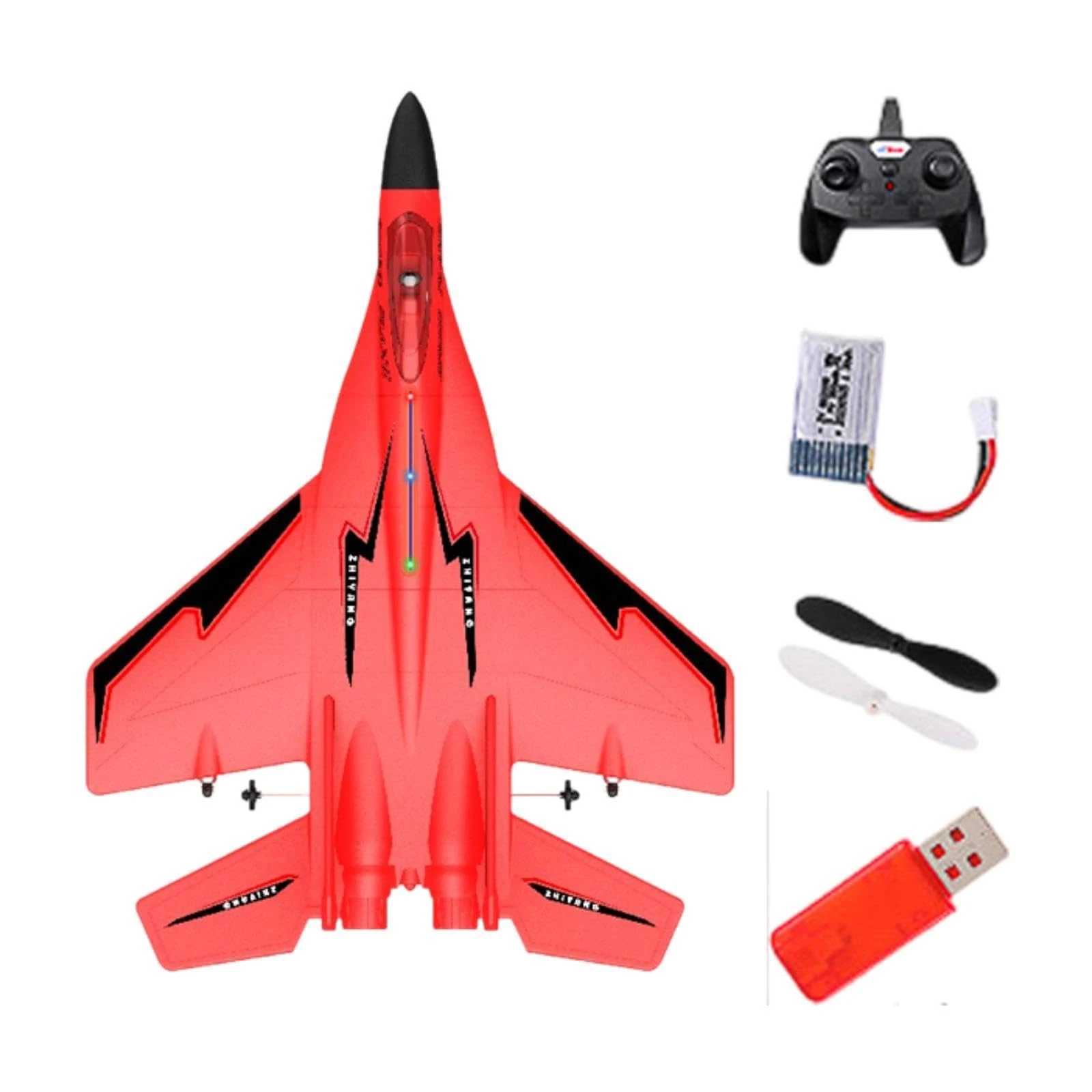 Colcolo RC Plane Foam RC Airplane with Light, Easy to Control 28.5x21cm Outdoor ing Toys Jet Fighter Toys 2 Channel RC Glider for Beginner Adults (Red-A)