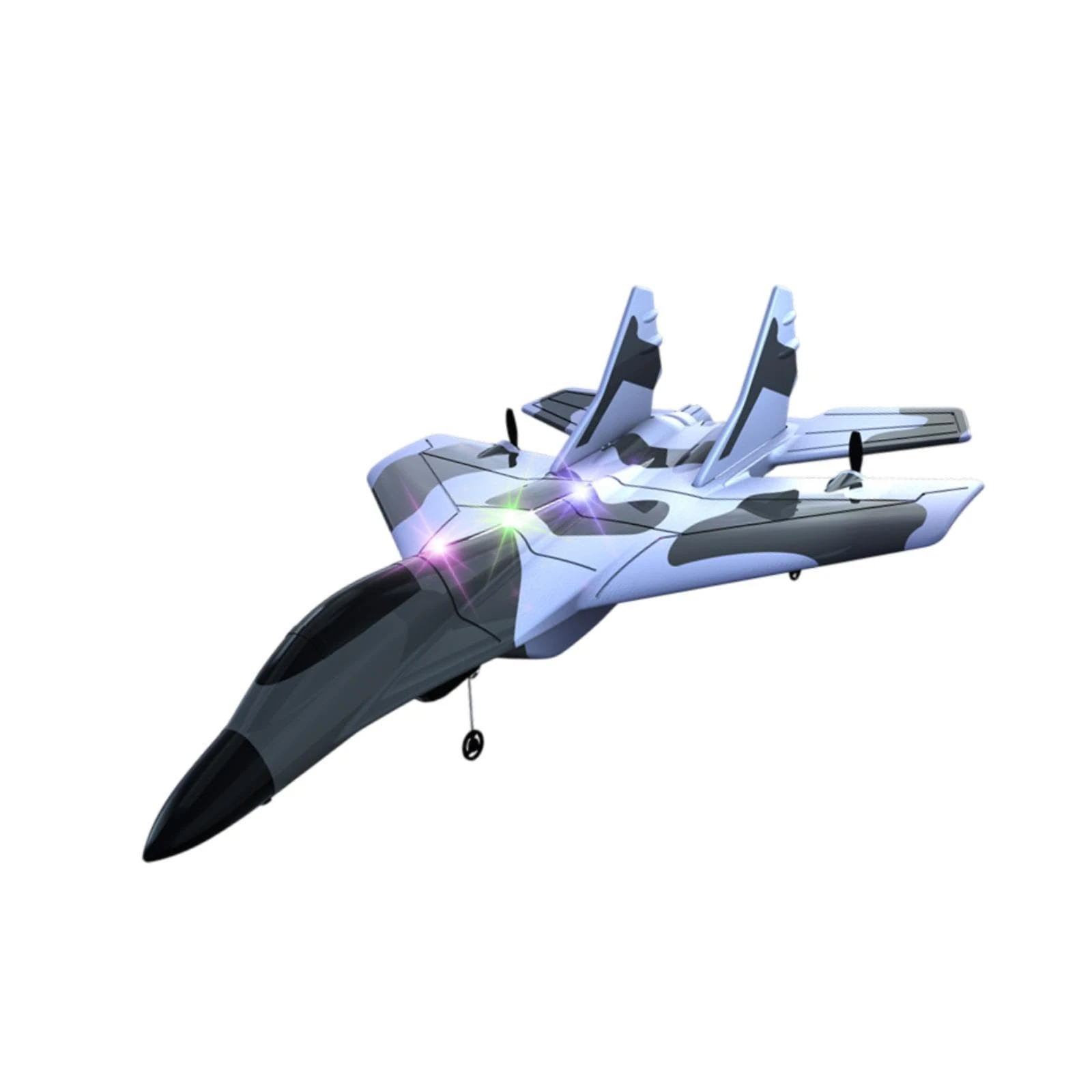 Colcolo RC Plane Foam RC Airplane with Light, Easy to Control 28.5x21cm Outdoor ing Toys Jet Fighter Toys 2 Channel RC Glider for Beginner Adults (Black-B)