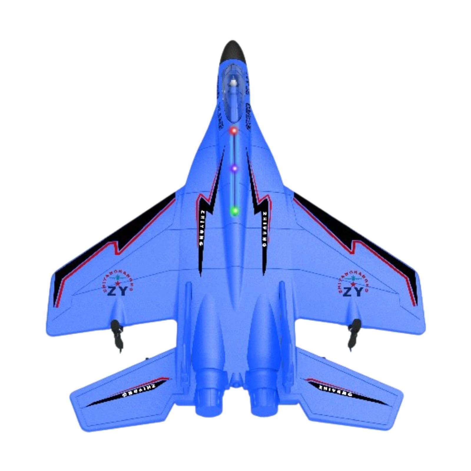 Colcolo RC Plane Foam RC Airplane with Light, Easy to Control 28.5x21cm Outdoor ing Toys Jet Fighter Toys 2 Channel RC Glider for Beginner Adults (Blue-B)