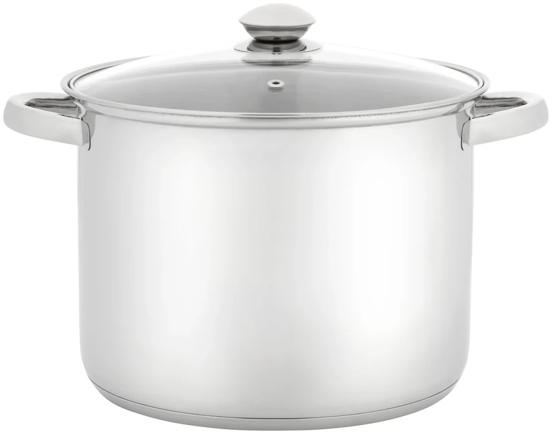 Judge Essentials Polished Stainless Steel Stock Pot with Lid, 8.5L, 24cm Large Induction Pot, Suitable for All Hob Types, Oven and Dishwasher Safe