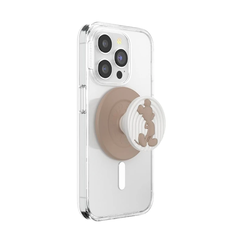 PopSockets Phone Grip for MagSafe, Secure Magnetic Phone Grip & Stand, Hands-Free Kickstand, Wireless Charging Compatible - PopOut Latte Mickey Grip