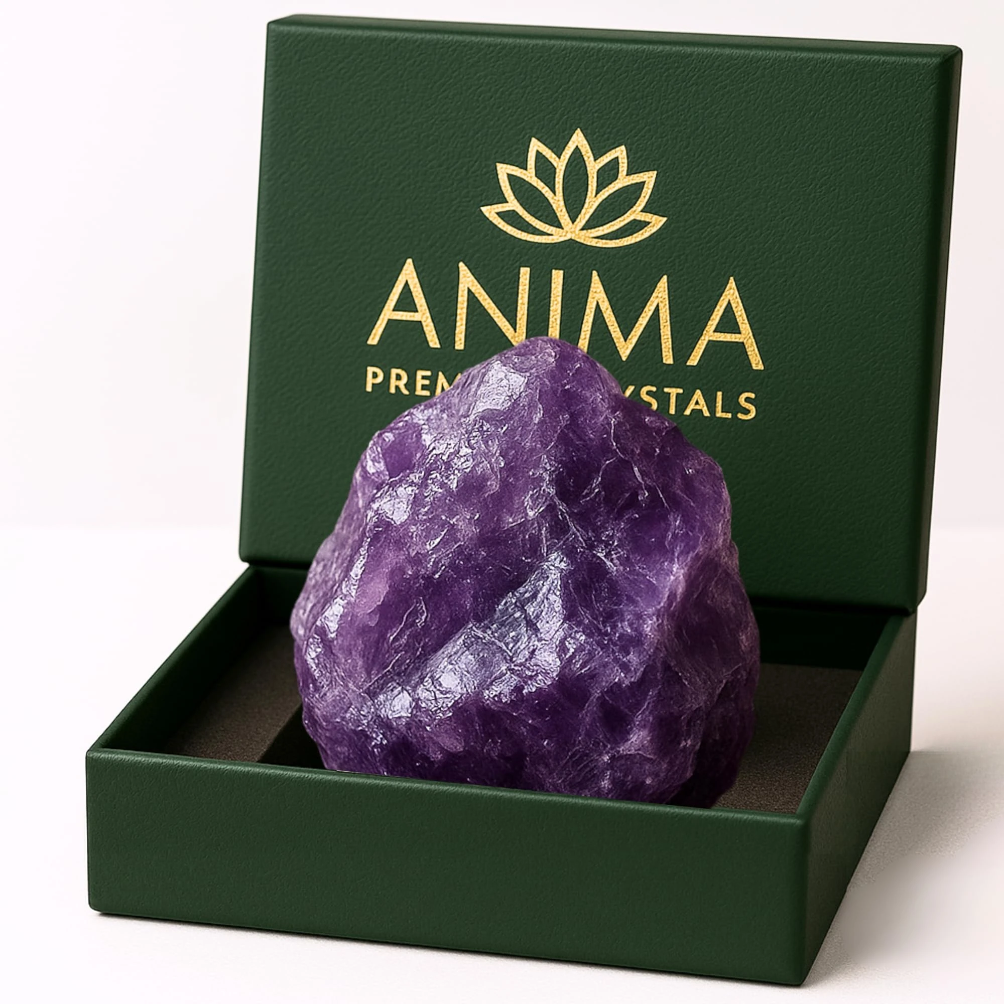 Anima Amethyst Crystal - Large 4-5cm Deep Purple Natural Raw Amethyst Stone for Peace, Clarity, Sleep & Intuition - Ethically Sourced, Presented in Elegant Gift Box