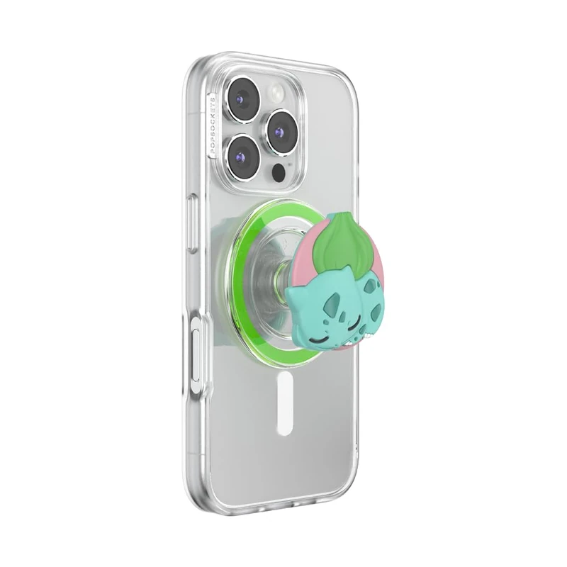 PopSockets Phone Grip for MagSafe, Secure Magnetic Phone Grip & Stand, Hands-Free Kickstand, Wireless Charging Compatible - PopOut Sleepy Bulbasaur