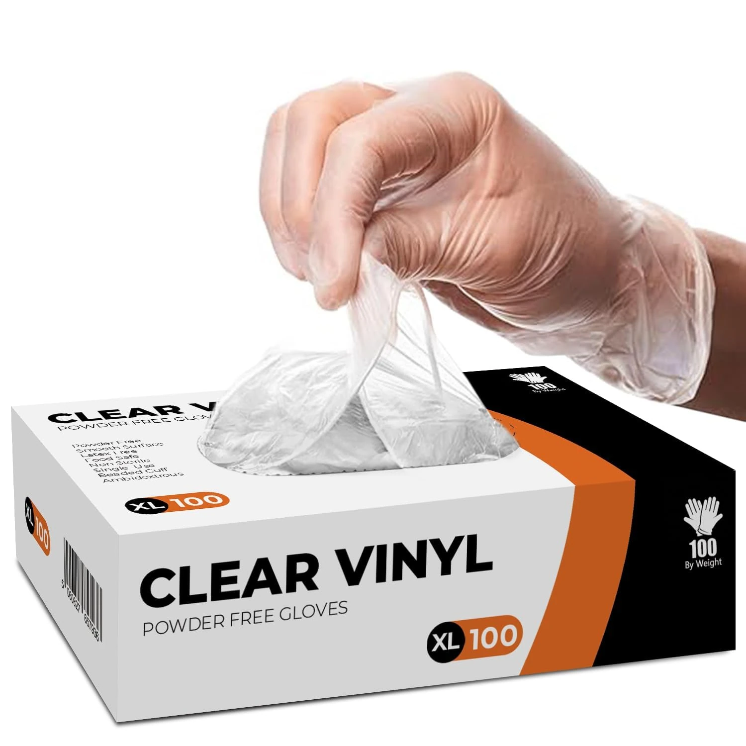 PANKTI Clear Vinyl Gloves - Powder Free & Latex Free - Clear Disposable Gloves for Medical, Cooking, Cleaning, Multi Use (XL, 100)