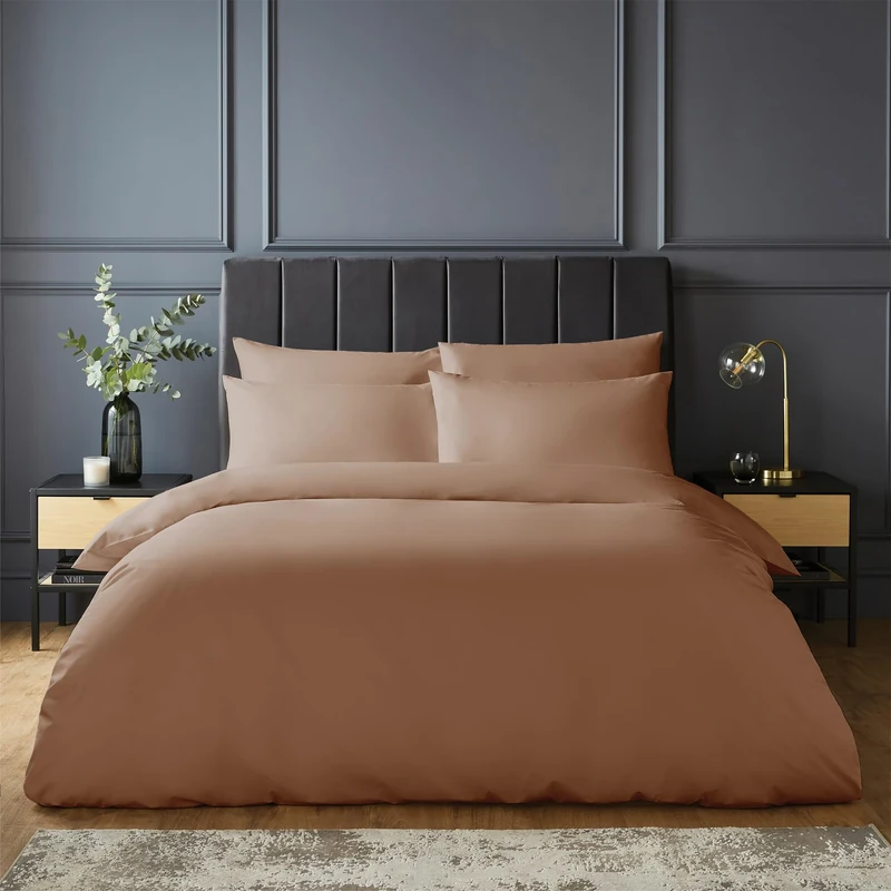 Silentnight Pure Cotton Duvet Set - Luxurious Cool Soft Touch 200 Thread Count - Button Fastening - Breathable 100% Cotton Quilt Cover + Pillowcase Bed Set - Machine Washable, Dusky Pink, Super King